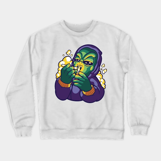 Alien Smoking Weed P R t shirt Crewneck Sweatshirt by LindenDesigns